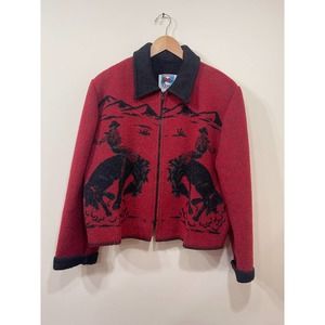 Wooded River Women's Wool Coat Cowboys Size XL Front Zip